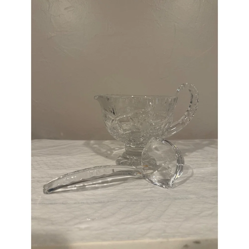 Waterford Crystal Gravy Boat with Ladle Clear Excellent Cut Glass Ireland